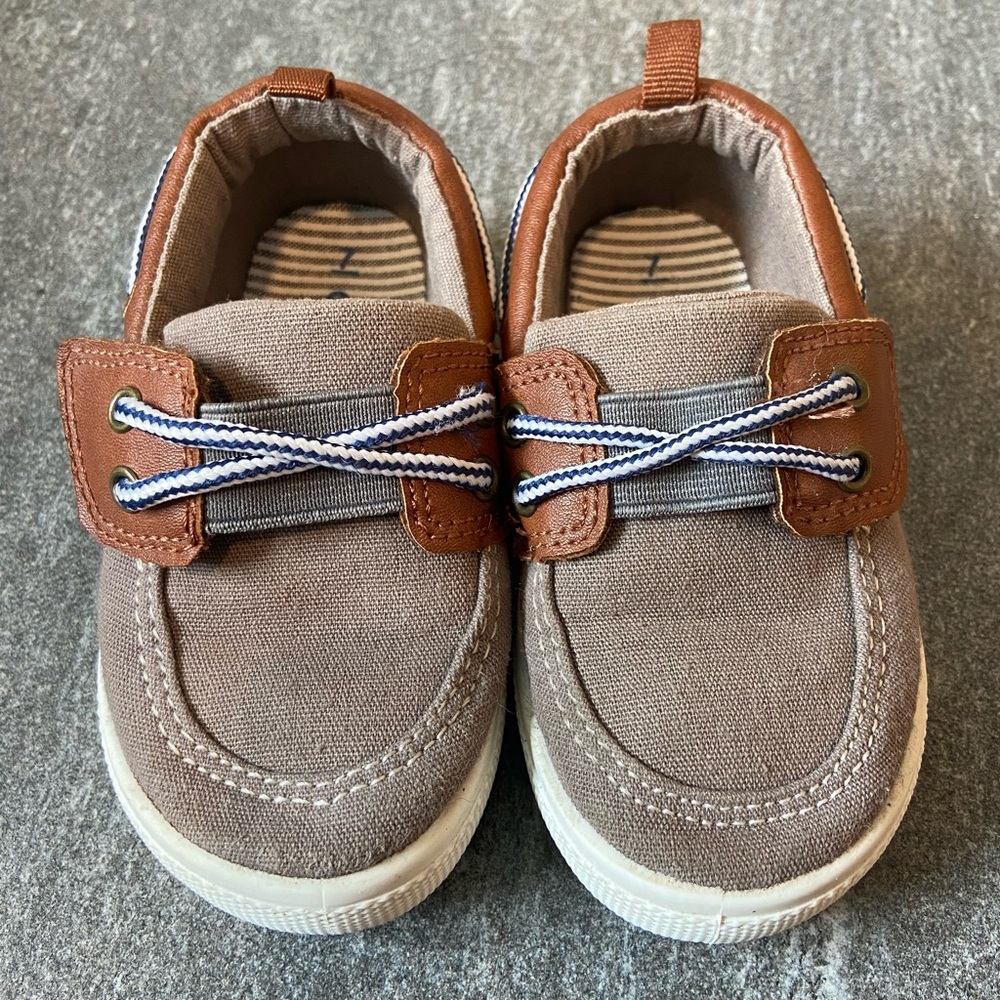 Carter's Kids Boat Shoe in Brown and Tan